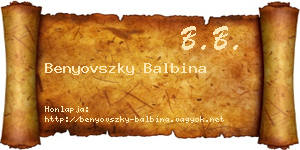 Benyovszky Balbina névjegykártya